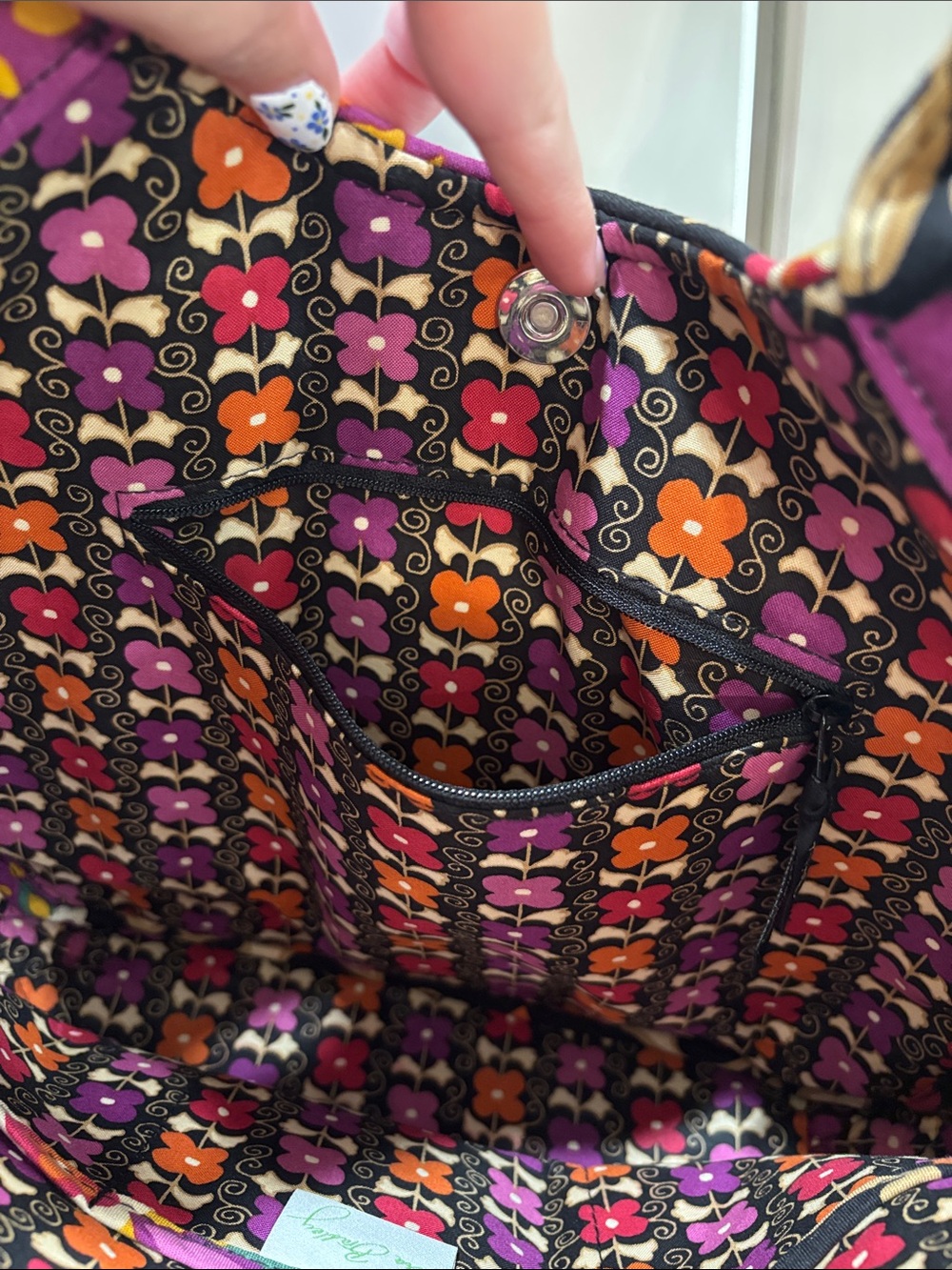 Vera Bradley Quilted Floral Tote Bag in Black and Multicolor - Picture 4 of 7